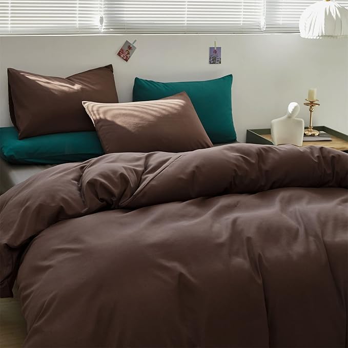 Brown Comforter Set Cal King Coffee Color Bedding Set 3 PCs Solid Chestnut Brown All Season Blanket Set Women Coffee Brown Color Lightweight Comforter Set Cal King Breathable Bed Comforter - LeafyLoom