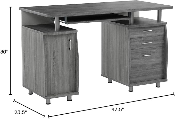Techni Mobili Small Computer Desk in Gray - LeafyLoom