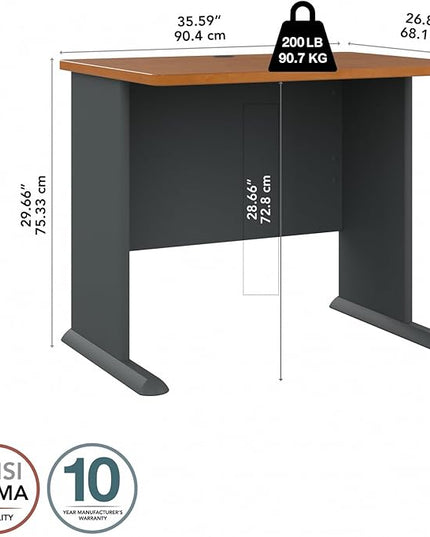 Bush Business Furniture Series A 36W Desk in Natural Cherry and Slate - LeafyLoom