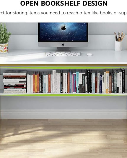 Tribesigns Computer Desk with Hutch, 47 inches Home Office Desk with Space Saving Design with Bookshelf for Small Spaces (White &gold, 47) - LeafyLoom