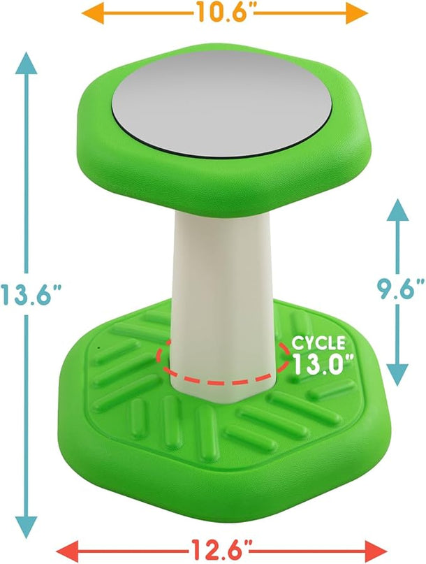 Kids Wobble Stool Chair Seat, Flexible Classroom Seating Improves Focus, Posture & Helps ADHD/ADD. Wobble Stools for Classroom Seating, Ages 3-8, Blue+Green - LeafyLoom