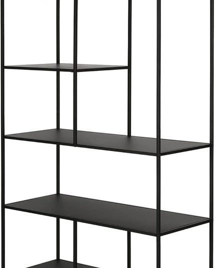 Henn&Hart 72" Tall Rectangular Bookcase in Blackened Bronze, Table for Living Room, Bedroom - LeafyLoom