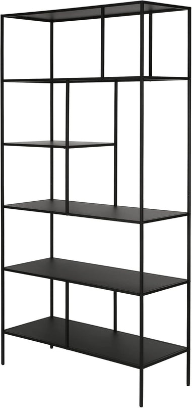 Henn&Hart 72" Tall Rectangular Bookcase in Blackened Bronze, Table for Living Room, Bedroom - LeafyLoom
