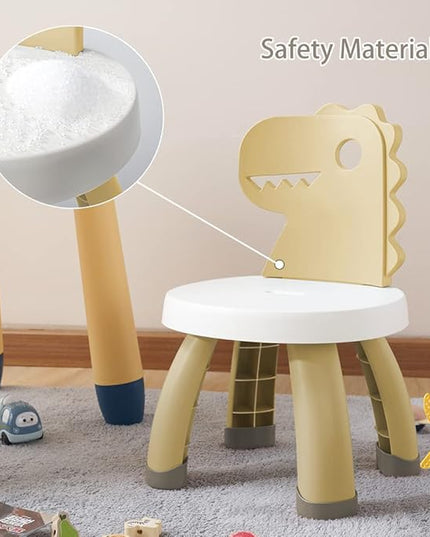 Toddler Chair,Plastic Kids Dino Chair,Sturdy Durable and Lightweight Toddler's Activity Chairs,Anti-Slip Ergonomic Design kids step stool,Indoor or Outdoor Use for Boys Girls Aged 2+ (Yellow) - LeafyLoom