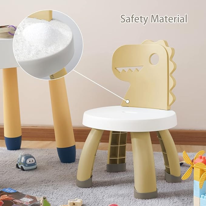 Toddler Chair,Plastic Kids Dino Chair,Sturdy Durable and Lightweight Toddler's Activity Chairs,Anti-Slip Ergonomic Design kids step stool,Indoor or Outdoor Use for Boys Girls Aged 2+ (Yellow) - LeafyLoom