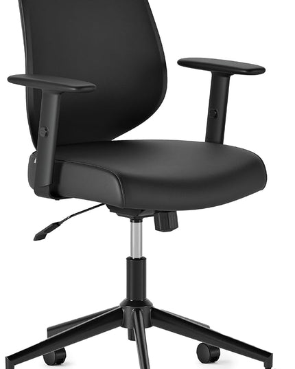 Branch Daily Chair - Vegan Leather Office Chair with Swivel, Lumbar Rest, and Adjustable Armrests - Comfortable Seating for Improved Posture and Productivity - Black - LeafyLoom