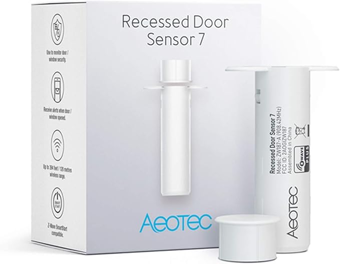 Zwave Door Sensor Aeotec Recessed Door Sensor 7, Z-Wave Plus Enabled Smart Door Sensor Battery Powered, SmartStart S2, Zwave Hub Required SmartThings Fibaro Home Centre 3 Hubitat Aeotec
