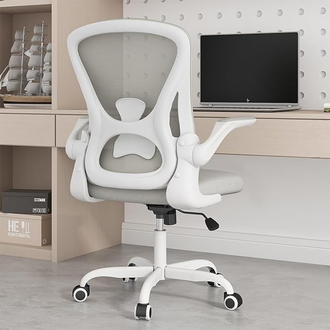Sytas Home Office Chair Ergonomic, Mesh Desk Chair Lumbar Support, Ergonomic Computer Chair Adjustable Armrest (Gray) - LeafyLoom