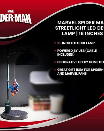 Ukonic Marvel Spider Man Streetlight LED Mood Light Desk Lamp | Superhero Night Light | 16 Inches - LeafyLoom