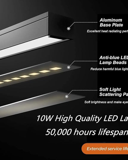LED Desk Lamp, 15.7" Wide Modern Architect Desk Light for Home Office, 10W Bright Tall Flexible Task Lamp for Piano, Monitor, Workbench, 3 Color Modes & 30 Brightness, 1000LM (Black) - LeafyLoom