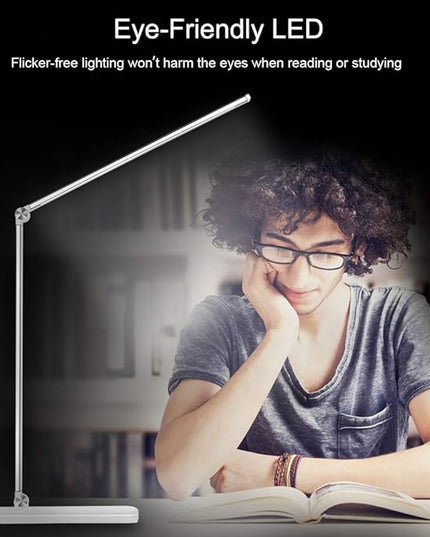 AFROG Multifunctional LED Desk Lamp with USB Charging Port, 5 Lighting Modes,5 Brightness Levels, Sensitive Control, 30/60 min Auto Timer, Eye-Caring Office Lamp，8W，5000K - LeafyLoom