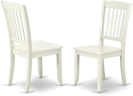 East West Furniture SUDA5-LWH-W 5 Piece Dining Room Furniture Set Includes a Round Kitchen Table with Dropleaf & Shelves and 4 Dining Chairs, 42x42 Inch, Linen White - LeafyLoom