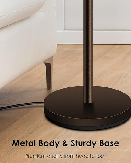 BoostArea Torchiere Floor Lamp, 24W Super Bright LED Standing Lamp, Stepless Dimmable Pole Lamp with 3000K Lighting, Rotary Switch, 70 Inch Tall Metal Modern Floor lamps for Living Room/Bedroom Brown - LeafyLoom