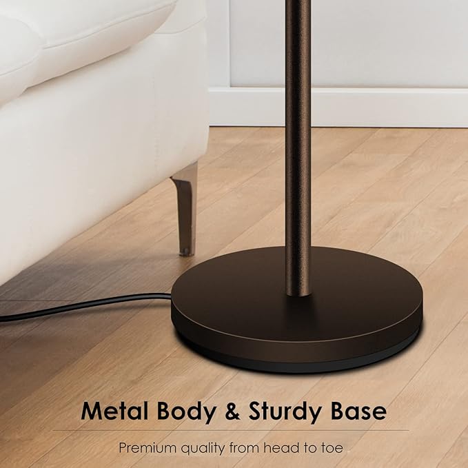 BoostArea Torchiere Floor Lamp, 24W Super Bright LED Standing Lamp, Stepless Dimmable Pole Lamp with 3000K Lighting, Rotary Switch, 70 Inch Tall Metal Modern Floor lamps for Living Room/Bedroom Brown - LeafyLoom