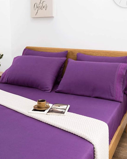 SONORO KATE Bed Sheet Set Super Soft Microfiber 1800 Thread Count Luxury Egyptian Sheets 18-Inch Deep Pocket，Wrinkle and Hypoallergenic-6 Piece (Purple, Twin XL-6 Piece) - LeafyLoom
