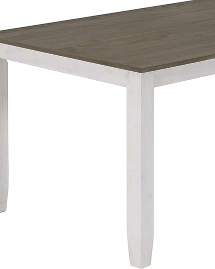 Set 6-Piece Rustic Dining Ensemble-Rectangular Wood Kitchen Table, 4 Chairs, and an Upholstered Bench with Comfy Cushions, Brown + White Wash Aesthetic, Onesize - LeafyLoom