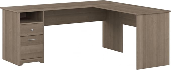 Bush Furniture Cabot 72W L Shaped Computer Desk with Drawers, Ash Gray - LeafyLoom