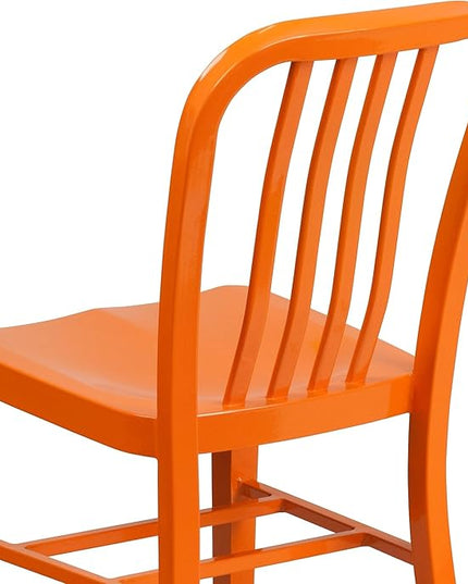 Flash Furniture Commercial Grade Orange Metal Indoor-Outdoor Chair - LeafyLoom