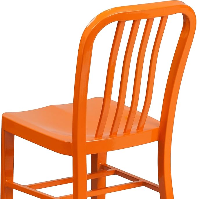 Flash Furniture Commercial Grade Orange Metal Indoor-Outdoor Chair - LeafyLoom
