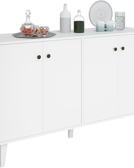 Buffet Cabinet with Storage,Kitchen Sideboard Buffet with 4 Doors Console Table,Modern Sideboard for Dinning Room,Living Room(White) - LeafyLoom