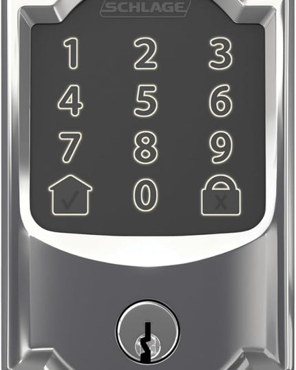 Schlage Encode Smart WiFi Deadbolt with Camelot Trim In Bright Chrome SchlageLockCompany