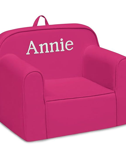 Delta Children Personalized Cozee Chair - Customize with Name – Foam Kids Chair for Ages 18 Months and Up, Hot Pink - LeafyLoom
