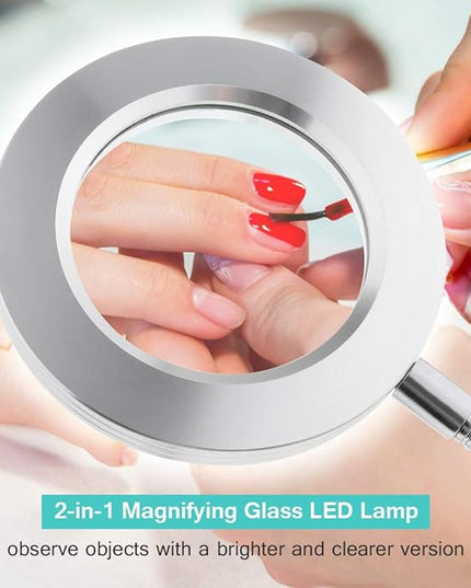 JimKing Magnifying Lamp, Tattoo Light Desk Lamp, LED Book Light with Clip, USB Bed Lamp for Reading, Tattoo, Make Up, Manicure - LeafyLoom