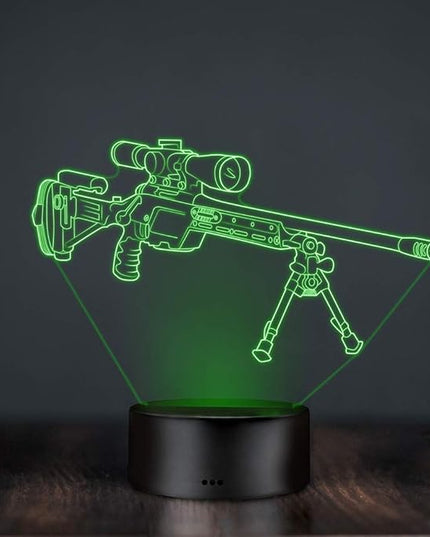 Optical Illusion 3D Gun Sniper Rifle Night Light USB Powered Touch Switch Remote Control LED Decor 3D Lamp 7/16 Colors Changing Xmas Children Kids Toy Christmas Brithday Gift - LeafyLoom