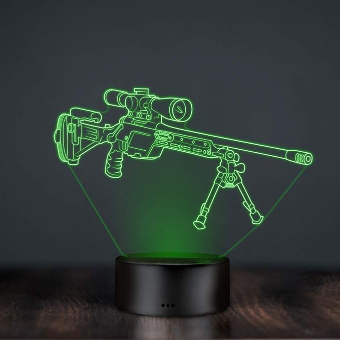 Optical Illusion 3D Gun Sniper Rifle Night Light USB Powered Touch Switch Remote Control LED Decor 3D Lamp 7/16 Colors Changing Xmas Children Kids Toy Christmas Brithday Gift - LeafyLoom