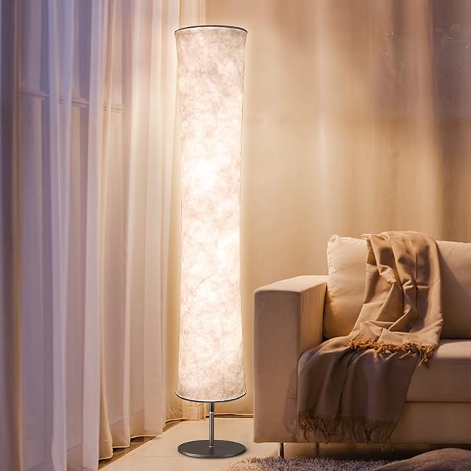 Torchlet LED Standing Lamp with Remote Control, Adjustable Color Temperature and Brightness, Modern Floor Lamp with Fabric Shade for Bedroom, Living Room - LeafyLoom