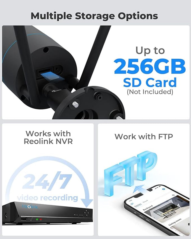 REOLINK Outdoor Security Camera, 5MP HD Plug-in WiFi Camera for Home Security - 2.4/5Ghz, Smart Person/Vehicle Alerts, 100ft Night Vision, IP67 Waterproof, microSD Card/NVR Storage, RLC-510WA REOLINK