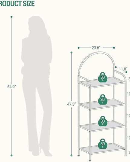 Bookcase Bookshelf, Tempered Glass Bookshelves, Slim Shelving Unit for Bedroom, Bathroom, Home Office, Steel Frame, 4 Tier Gold BC21499G - LeafyLoom