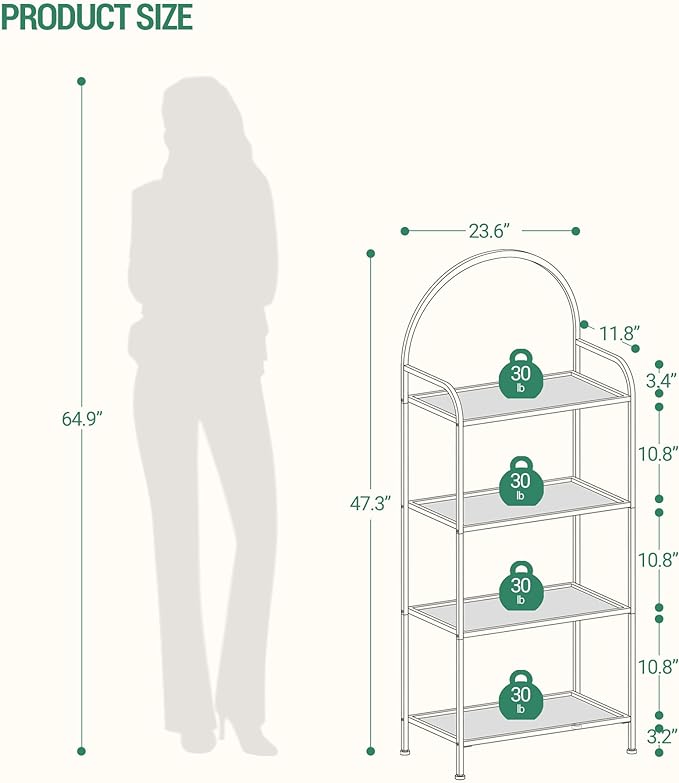 Bookcase Bookshelf, Tempered Glass Bookshelves, Slim Shelving Unit for Bedroom, Bathroom, Home Office, Steel Frame, 4 Tier Black BC21499B - LeafyLoom