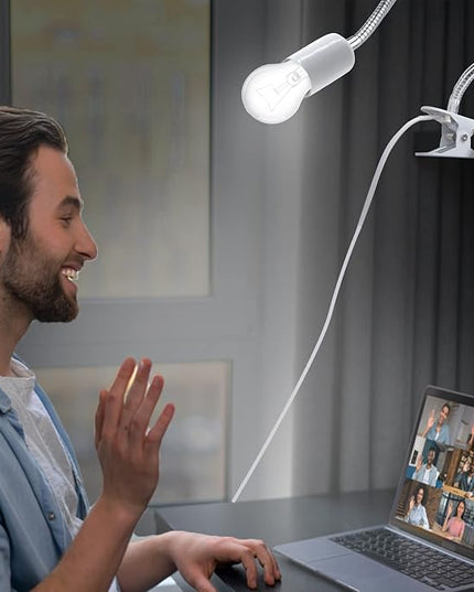 Clip Desk Lamp Socket 2 Pack Flexible Desk Light Socket Gooseneck Clip on Light Flexible Lamp with Clamp Adjustable Light Stand Clamp Lamp Night Light Reading Book Light - LeafyLoom