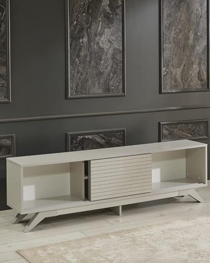 NicBex TV Stand for 60 Inch TV Modern TV Media Console Table with 2 Sliding Door Cabinet 2 Shelves,Entertainment Center with Storage for Living Room,67 Inch,Grey - LeafyLoom