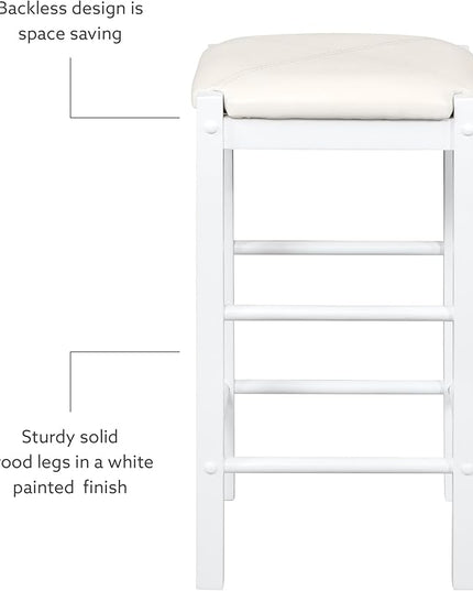 Linon White 3 Piece Faux Marble Tavern Set - LeafyLoom