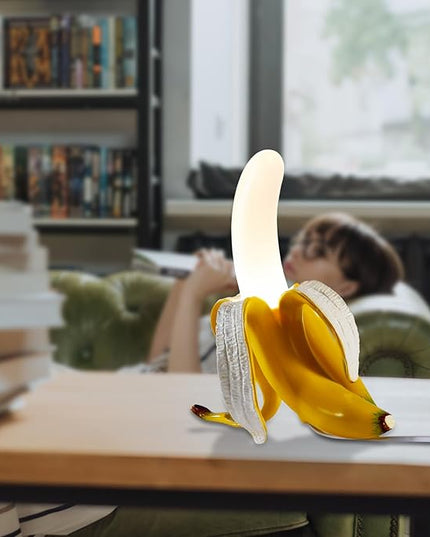 Modern Banana Table Lamp, Desk Lamp,Led Night Light Baking Finish Resin Banana Lighting Fixture for Living Room, Bedroom,Home Office,Kids Room (Standing) - LeafyLoom
