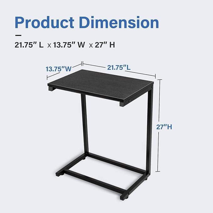 YSSOA Shelving Unit Hardwood Surface, Sofa-End Snack Desk, 21.75 Inch, Black-Thickened - LeafyLoom