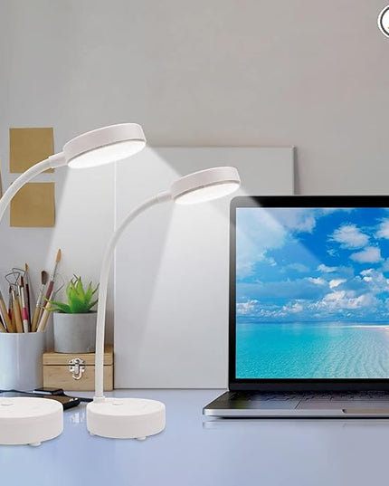 2 Pack LED Desk Lamp, Table Lamp, Desk Lamps for Home Office, 3 Brightness Levels with USB Charging Port, Desk Light Touch Control with Adjustable Gooseneck for Reading (2 Pack, Modern) - LeafyLoom