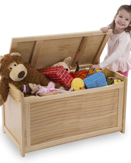 Melissa & Doug- Light Wood Furniture for Playroom, Blonde - Kids Wooden Toy Box Storage Organizer, Children's Furniture Toy Chest - LeafyLoom