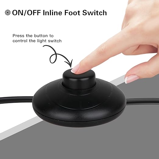 3Pcs Floor Lamp Foot Switch, Black Foot Pedal Switch, Round Floor Lamps Foot Inline Switch, Step ON Off Spring Push Button, for Control Replacement Floor Lamp Extension Cord Parts - Pack of 3 - LeafyLoom
