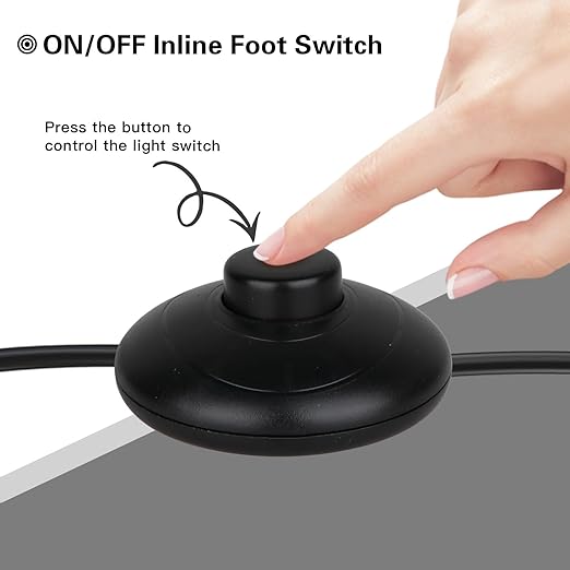 1Pcs Floor Lamp Foot Switch, Black Foot Pedal Switch, Round Floor Lamps Foot Inline Switch, Step ON Off Spring Push Button, for Foot Pedal Control Replacement Floor Lamp Extension Cord Parts - LeafyLoom