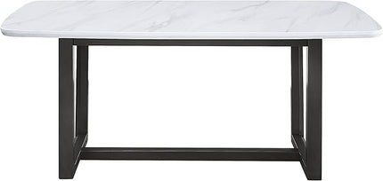 NicBex Dining Table Contemporary Kitchen Table Farmhouse Rustic Dining Table, Marble Top & Weathered Gray Finish Rectangular Dining Table, Easy Assembly, Gray - LeafyLoom