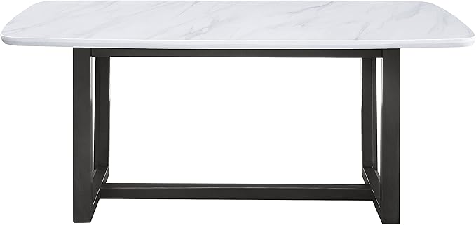 NicBex Dining Table Contemporary Kitchen Table Farmhouse Rustic Dining Table, Marble Top & Weathered Gray Finish Rectangular Dining Table, Easy Assembly, Gray - LeafyLoom