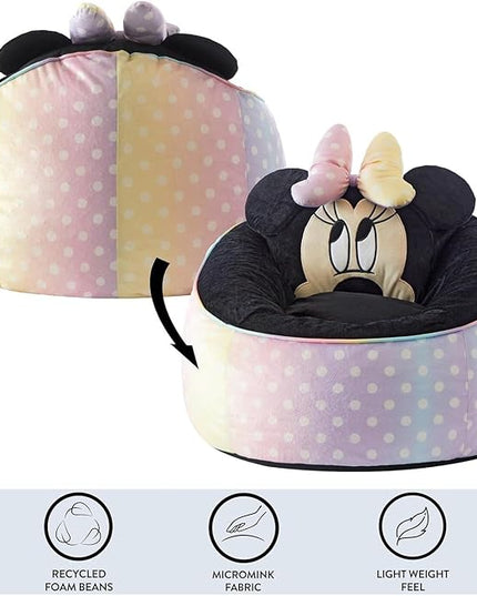 Idea Nuova Disney Minnie Mouse Hillside by pod Plush Kids Bean Bag Chair, 24" Hx24 Hx17 H, Large - LeafyLoom