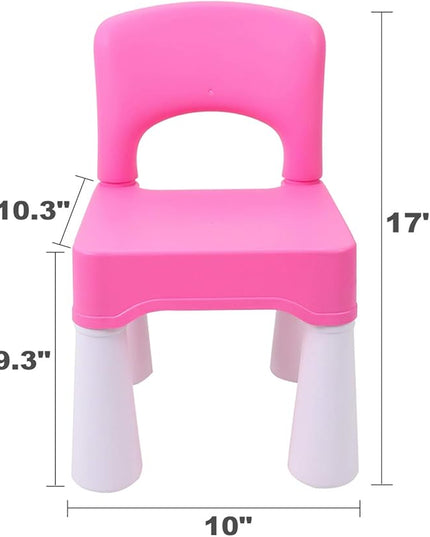 burgkidz Plastic Kids Chair, Durable and Lightweight, 9.3" Height Seat, Indoor or Outdoor Use for Toddlers Boys Girls Aged 3+ (Pink) - LeafyLoom