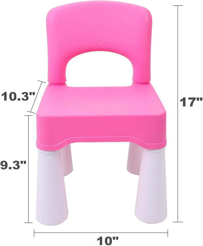 burgkidz Plastic Kids Chair, Durable and Lightweight, 9.3" Height Seat, Indoor or Outdoor Use for Toddlers Boys Girls Aged 3+ (Pink) - LeafyLoom