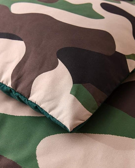Meeting Story Camouflage Bedding Set, Green Camouflage Comforter Set, 3 PCS One Comforter and Two Pillowases, All Season Soft Bedspread for Kids Teens Adults (Green, Twin) - LeafyLoom