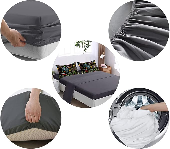 5 pieces Gamer Comforter Set for Boys Gaming bedding set Twin Size,Video Game Controller Comforter for Boys Kids Adult 3D Gamepad Microfiber Bed in A Bag Sets3011,Twin - LeafyLoom
