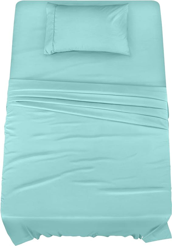 Utopia Bedding Twin Bed Sheets Set - 3 Piece Bedding - Brushed Microfiber - Shrinkage and Fade Resistant - Easy Care (Twin, Spa Blue) - LeafyLoom